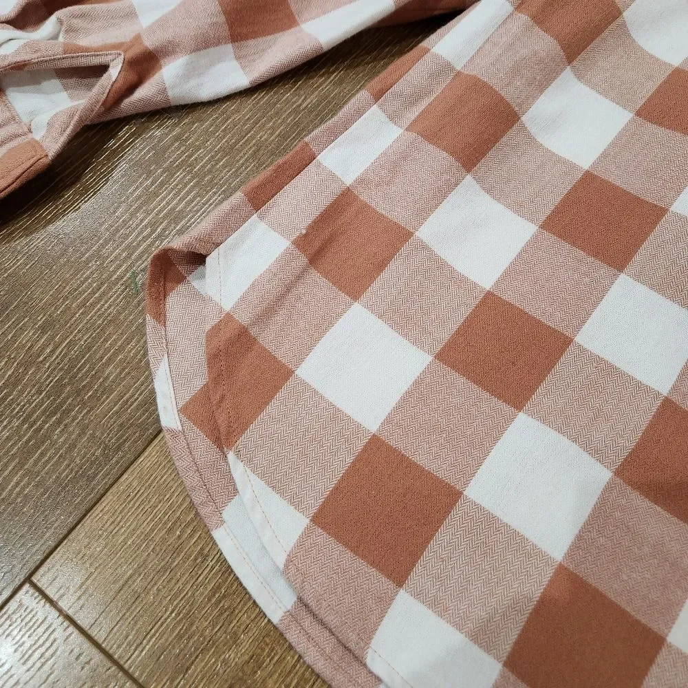 Loft Petite Flannel Plaid Round Collar Shirt sz small cottagecore prairiecore - Picture 9 of 11